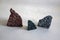 Three pieces of colored granite