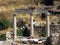 Three pillars and ruins in Ephesus,Turkey