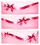 Three pink holiday banners with gift glossy bow an