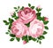 Three pink roses. Vector illustration.