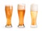 Three pint of beer set isolated with clipping path