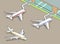 Three planes at the airport seen from above illustration