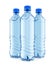 Three plastic bottles of still water with blue cap