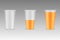 Three plastic clear cup with orange juice - illustration