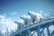 Three polar bears standing on a railway in a snowy forest. Winter attractions