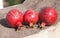 Three pomegranates in sun shine