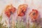 Three poppies painted with watercolor