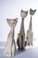 Three Porcelan Cat Figurines With Long Necks