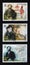 Three portraits of Giuseppe Verdi on postage stamps