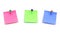 Three post it notes isolated