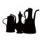 Three pots, black color silhouette vector