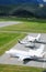 Three private jets parked at Samedan Airport in the upper Engadin