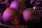 Three purple christmas balls