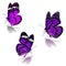 Three purple monarch butterfly
