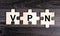 Three puzzle pieces with inscription VPN