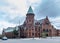 A three quarter view of the historic Washington Avenue Armory Sports and Convention Arena.