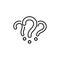 three question mark cartoon vector and illustration, black and white, hand drawn, sketch style, isolated on white