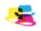 Three rastered hats in CMYK colors