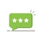 Three rating star like positive feedback. concept of notice, opinion, testimonial, grade ui, user control, check