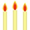 Three real white burning candles
