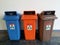 Three Recycle colorful plastic bin