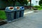 Three Recycling Bins in the Public Park.