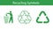 Three recycling symbol icons set - recycle bin and arrows