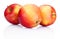 Three red apples fruits on white background