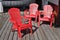 Three red chairs