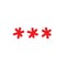 Three red hand drawn asterisks footnote icon. Password, parol sign