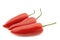 Three red jalapeno peppers `capsicum`