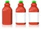 Three Red Plastic Bottles with Generic Labels