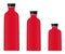 Three red water bottles