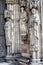 Three religious statues on a church wall