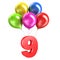 Three rendering shiny balloons on white background