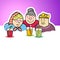 Three retiree with lemonade, funny vector illustration