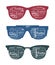 Three retro sunglasses with typography in it.