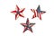 Three retro weathered metal USA flag stars