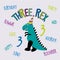 Three Rex, funny cartoon dinosaur collection for 3. birthday party.