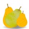 Three ripe pears, cartoon on a white background.