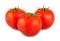 Three ripe red tomato with water drops