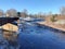 Three rivers conjoin under town bridges