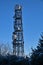 Three Rock TV transmitter antenna viewed from Fairy Castle Two Rock Mountain, Dublin Mountains, Ireland. Single cellular tower