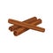 Three rolled sticks of cinnamon. Aromatic spice. Condiment for dishes. Cooking theme. Detailed flat vector design.