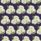 Three rose bouquet in a seamless pattern