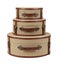 Three Round Deco Burlap Suitcases