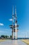 Three Sail Masts monument at Kosciuszko promenade in Gdynia