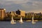 Three Sailboats on the Charles River