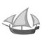 Three sailing wooden ship icon