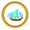 Three sailing wooden ship icon